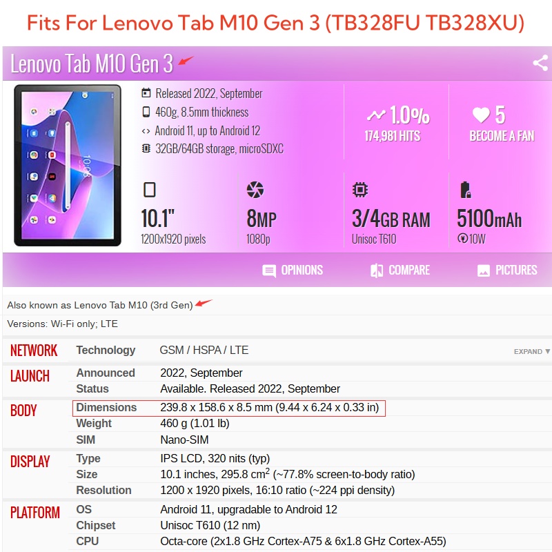 For Lenovo Tab M10 3rd Gen 10. - Lenovo Tablet With Accessories recension och pris
